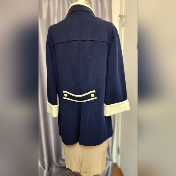 Vintage BUTTE KNIT ladies Navy Wool Knit Jacket - Picture 2 of 5